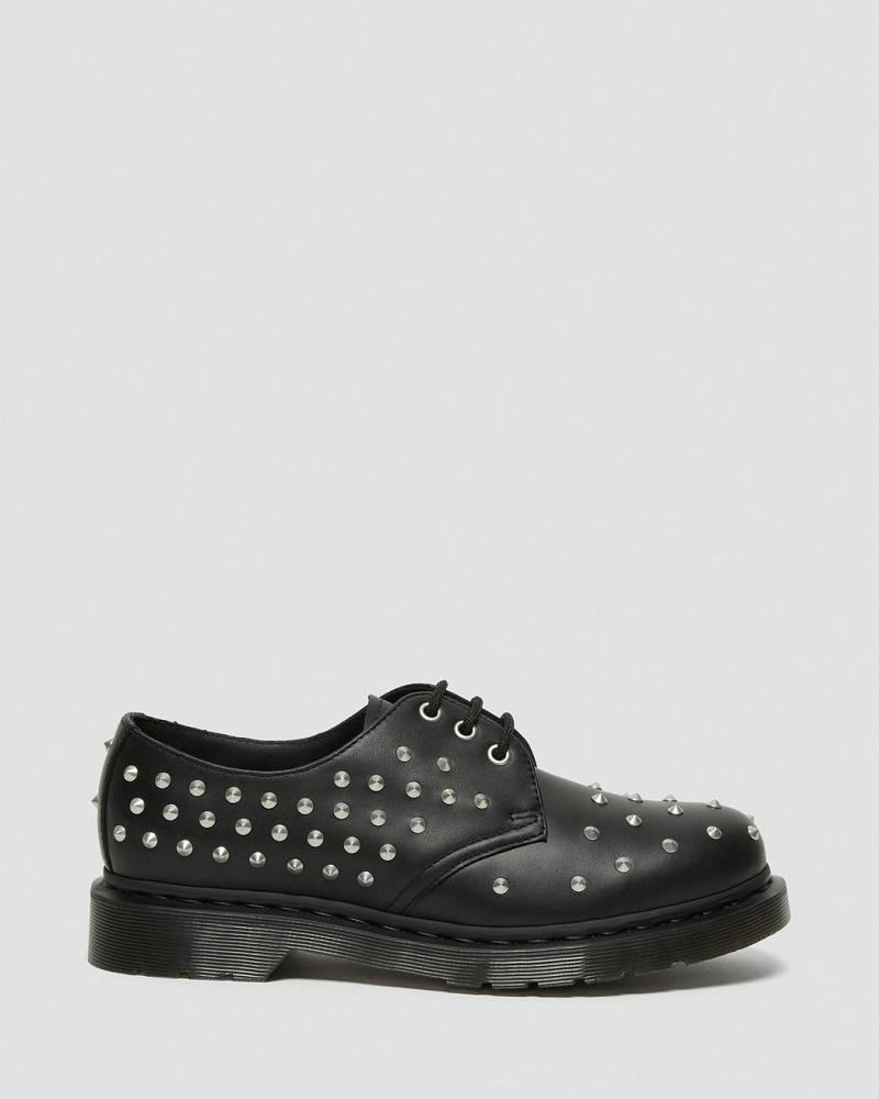 Black Men's Dr Martens 1461 Stud Wanama Leather Oxfords Shoes | CA 606TCE